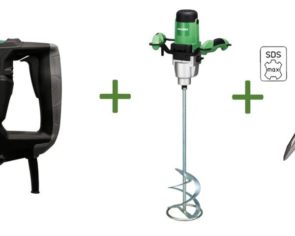 Martello combinato dh40mc + miscelatore 1600W um16vst2 HIKOKI + 2 scalpelli 400mm SDS MAX