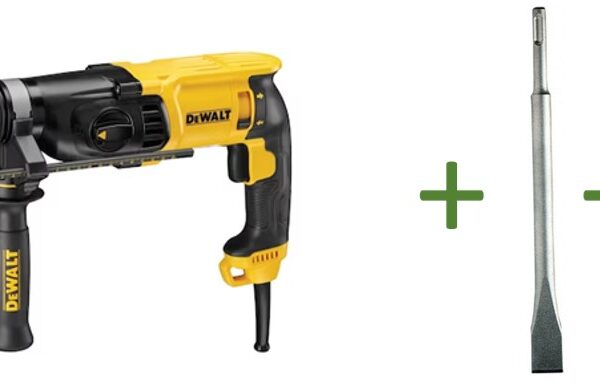 Tassellatore SDS-Plus 3 modalità 26mm 2.8J 800W - Doppio mandrino attacco rapido D25134K-QS DeWalt con 2 scalpelli